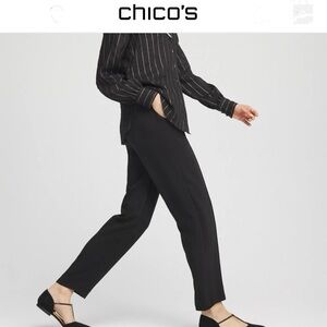 Chicos side zip straight leg Black dress Pants 2 front pockets elastic waist 1.5